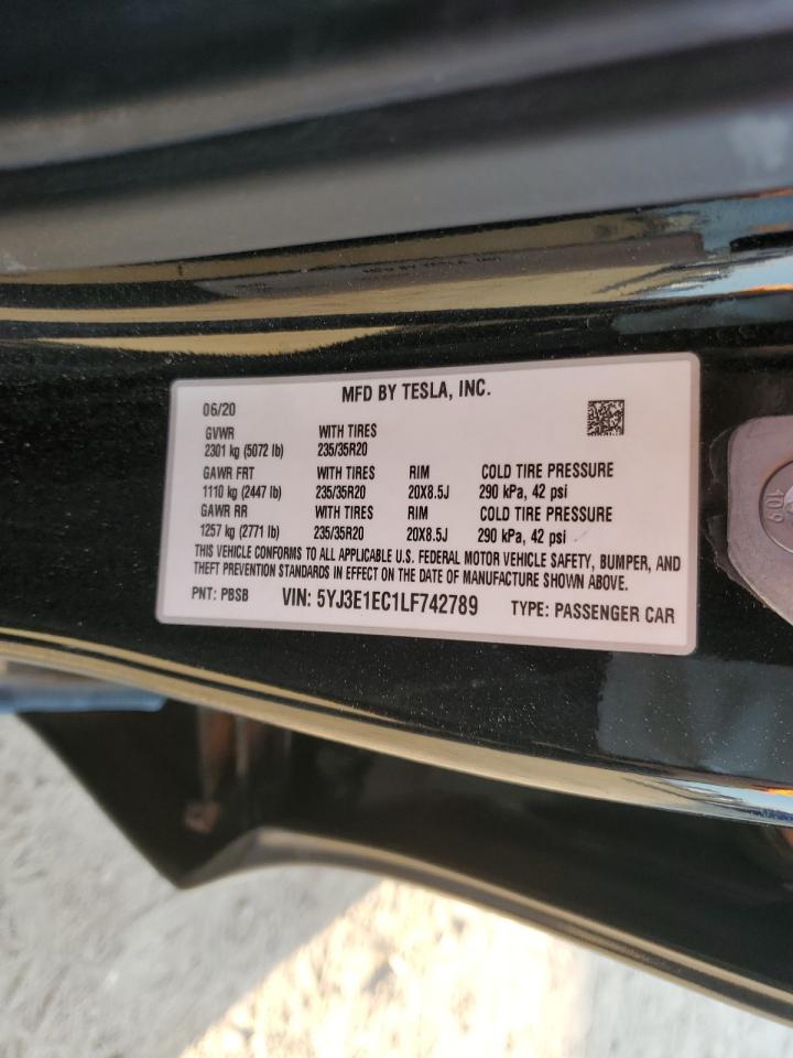 5YJ3E1EC1LF742789 2020 Tesla Model 3