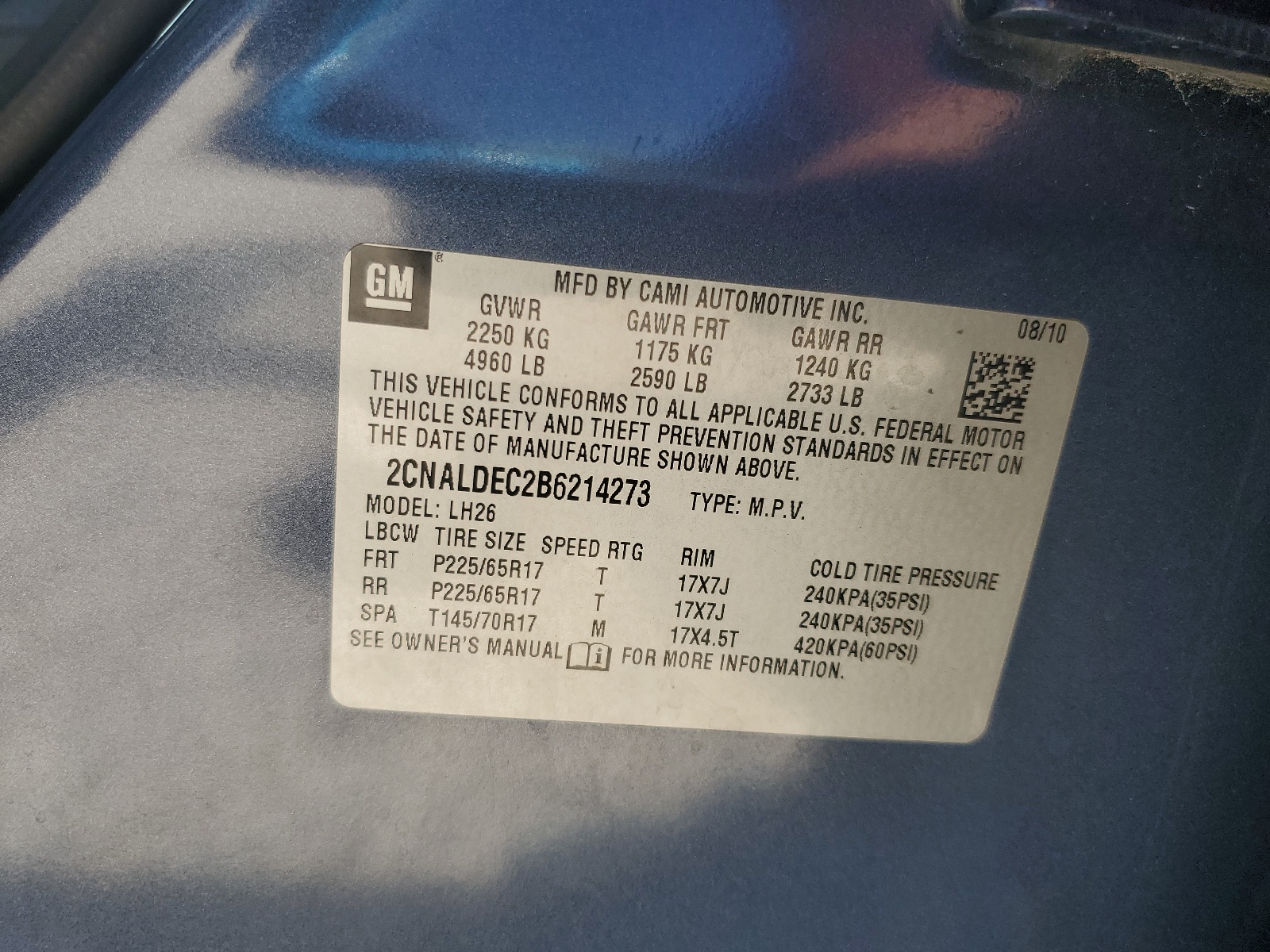 2CNALDEC2B6214273 2011 Chevrolet Equinox Lt