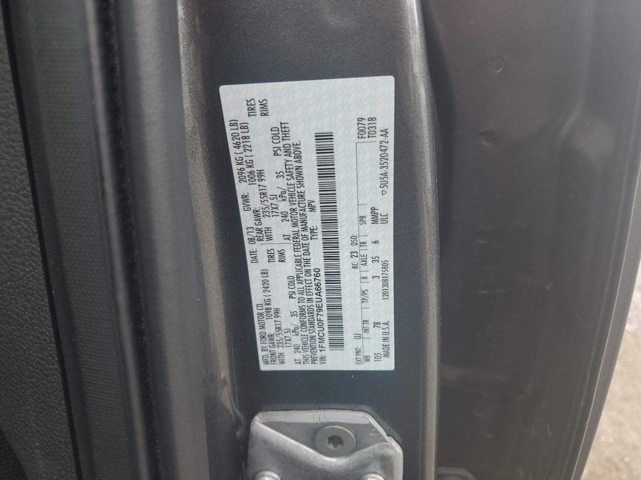 2014 Ford Escape S VIN: 1FMCU0F79EUA66760 Lot: 64091714