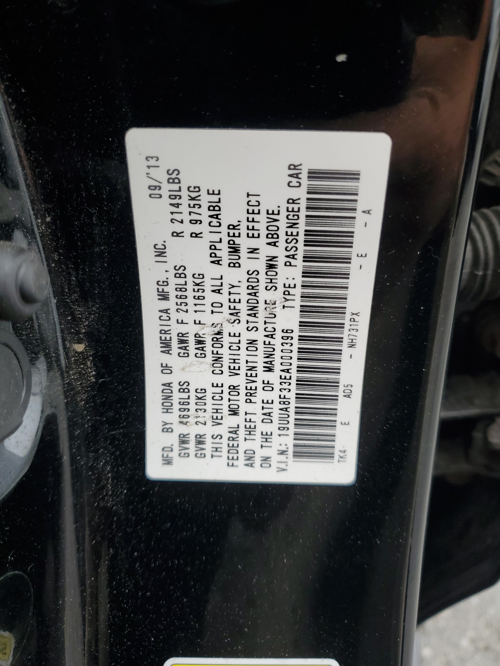 19UUA8F33EA000396 2014 Acura Tl Se