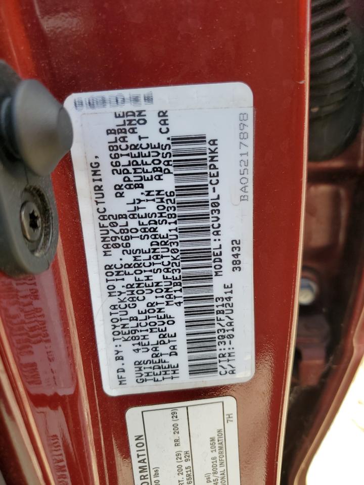 2003 Toyota Camry Le VIN: 4T1BE32K03U118326 Lot: 63557924