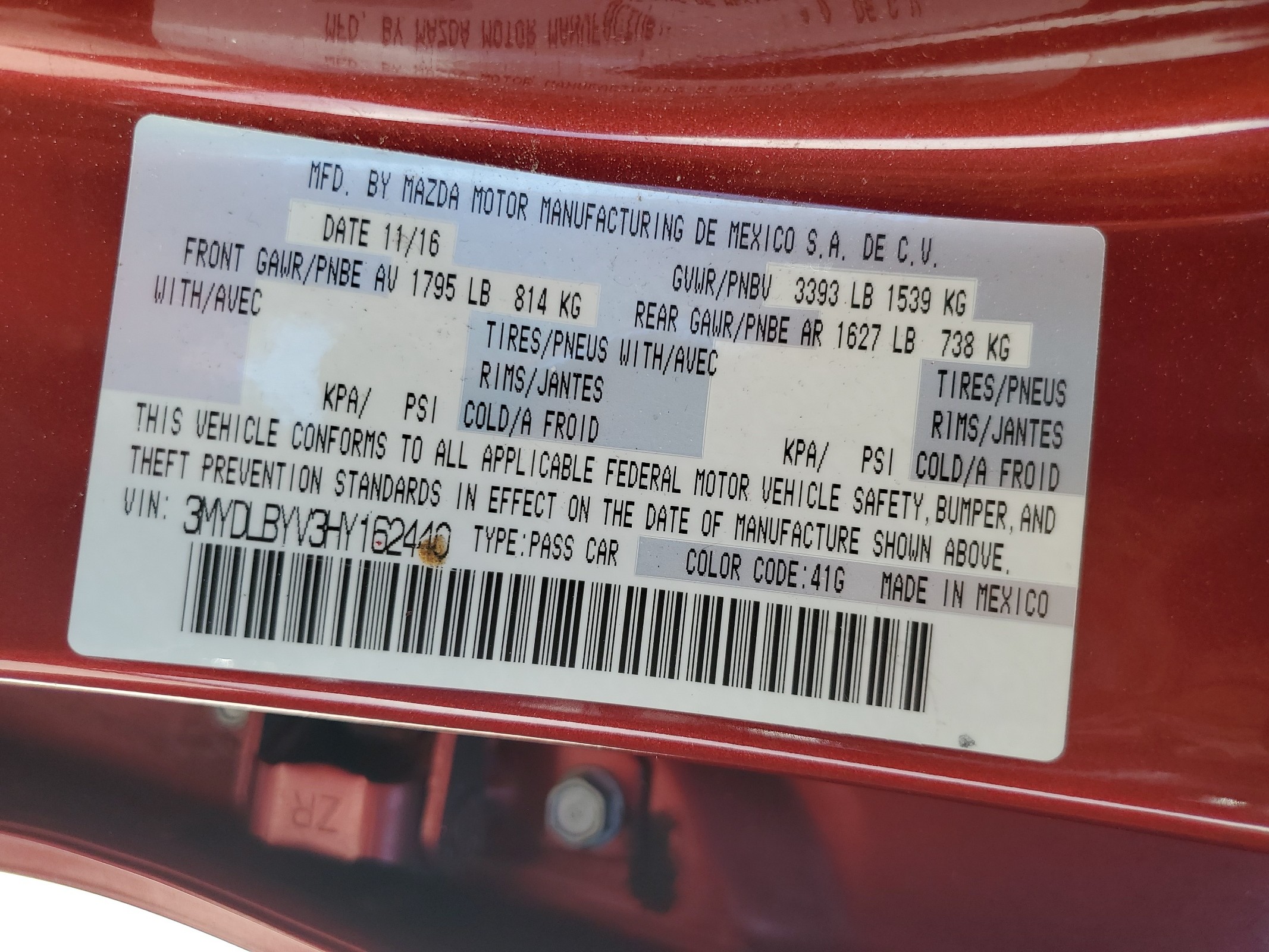 3MYDLBYV3HY162440 2017 Toyota Yaris Ia