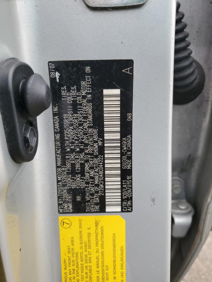 2008 Lexus Rx 350 VIN: 2T2GK31U48C044222 Lot: 64693074