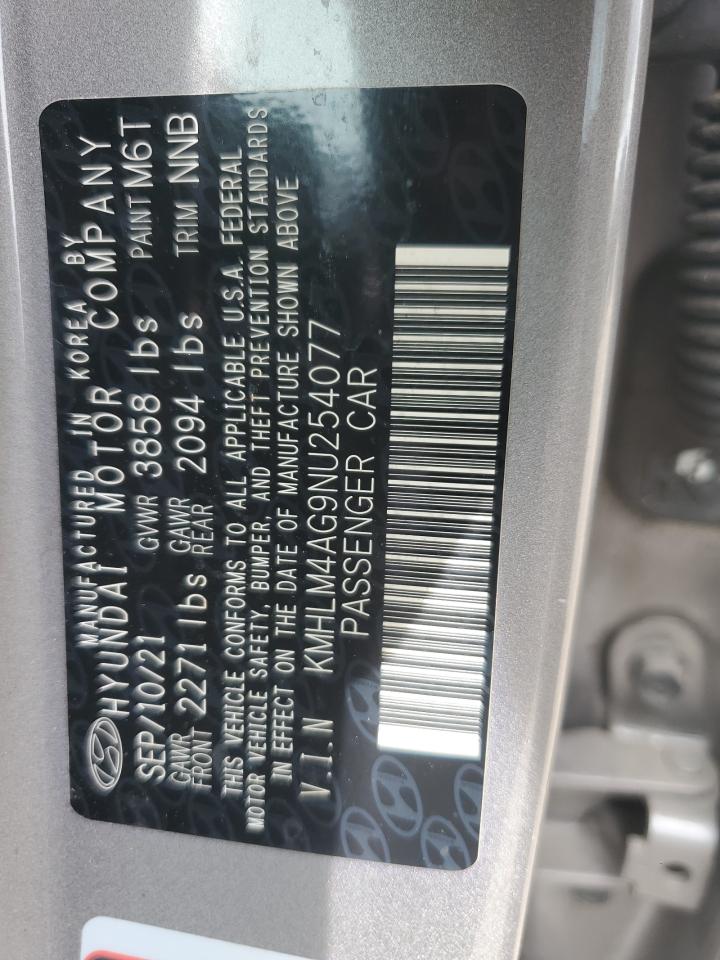 2022 Hyundai Elantra Sel VIN: KMHLM4AG9NU254077 Lot: 64243074