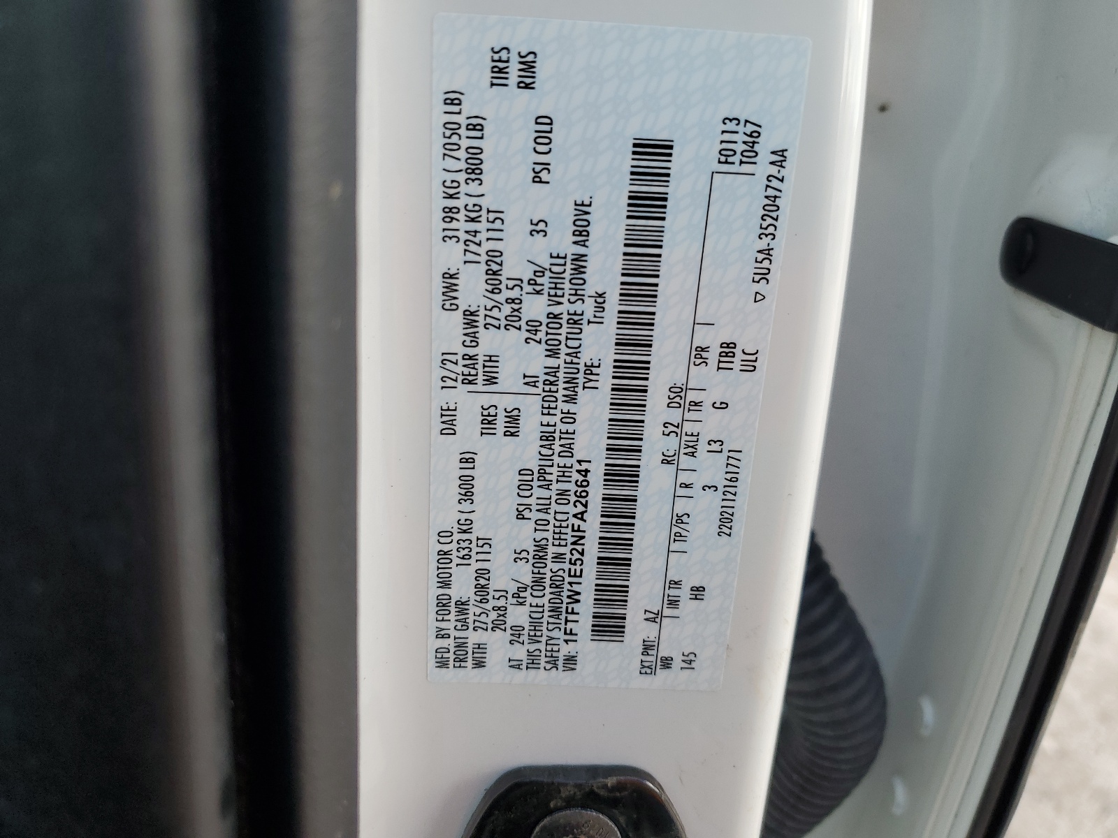 1FTFW1E52NFA26641 2022 Ford F150 Supercrew