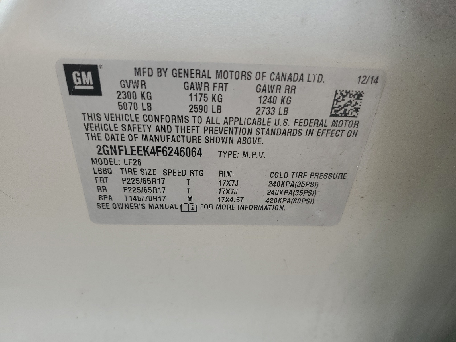 2GNFLEEK4F6246064 2015 Chevrolet Equinox Ls