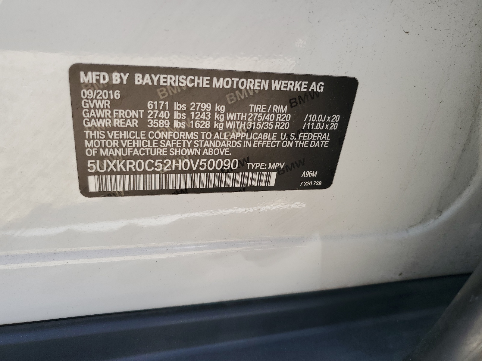 5UXKR0C52H0V50090 2017 BMW X5 xDrive35I