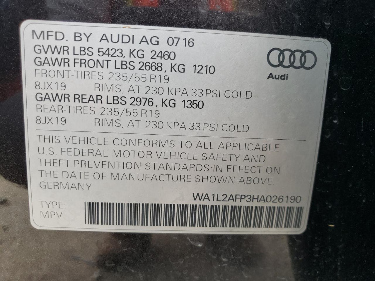 WA1L2AFP3HA026190 2017 Audi Q5 Premium Plus