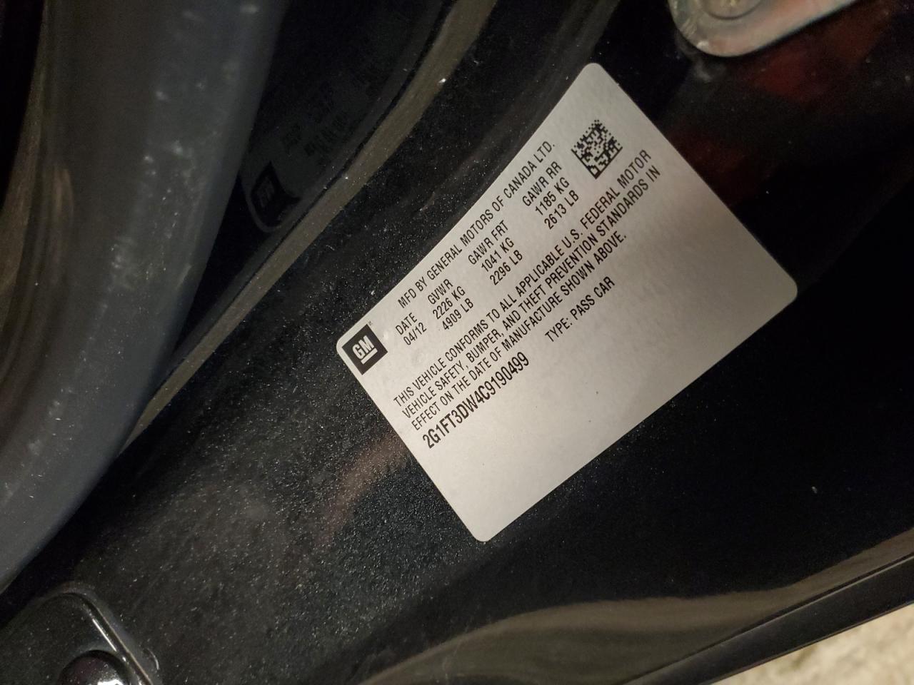 2012 Chevrolet Camaro 2Ss VIN: 2G1FT3DW4C9190499 Lot: 58274654