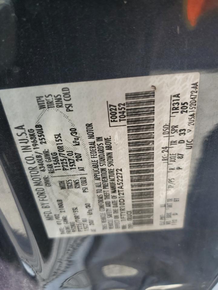 2002 Ford Ranger VIN: 1FTYR10D12TA52272 Lot: 63435904