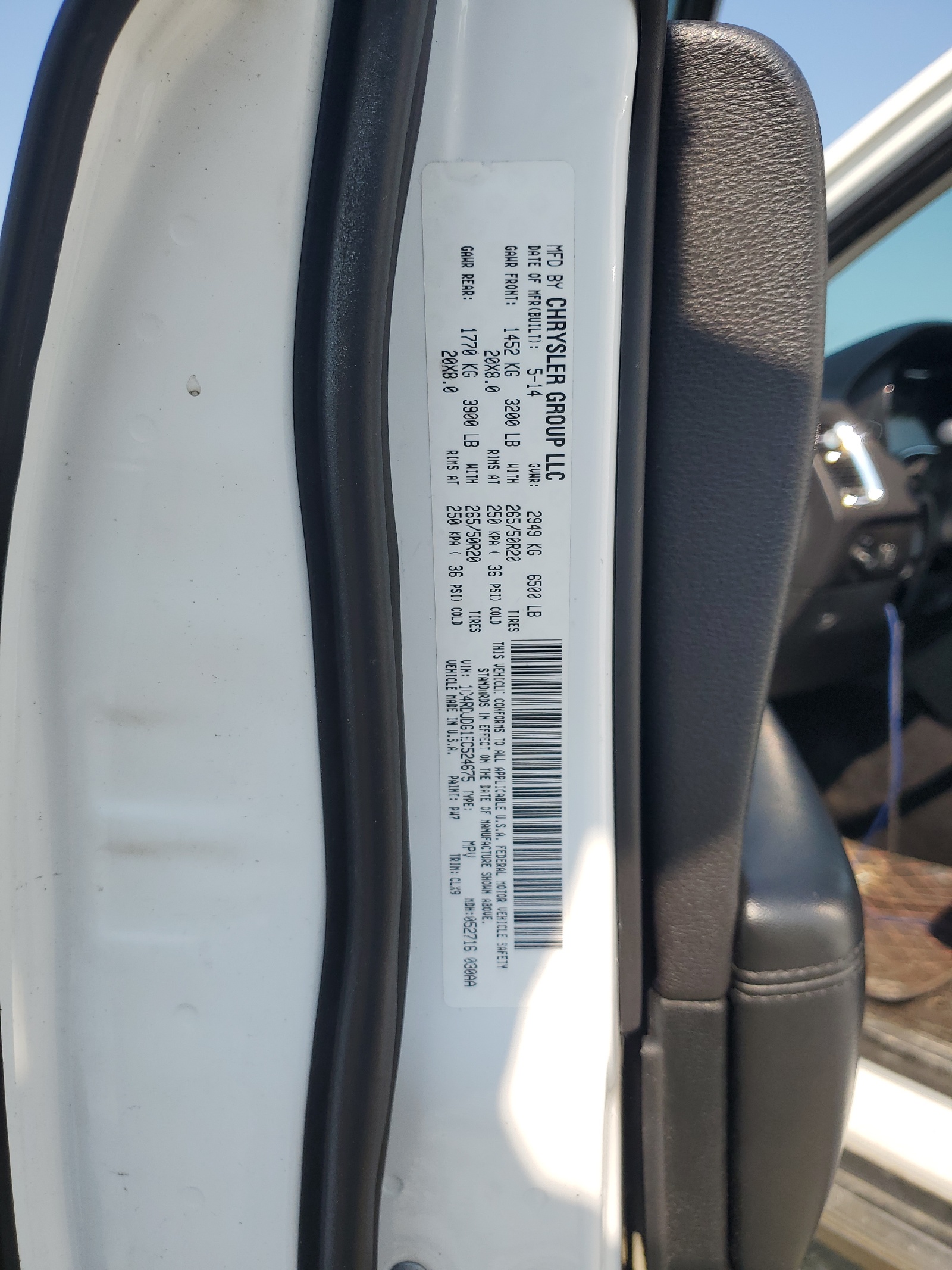 1C4RDJDG1EC524675 2014 Dodge Durango Limited