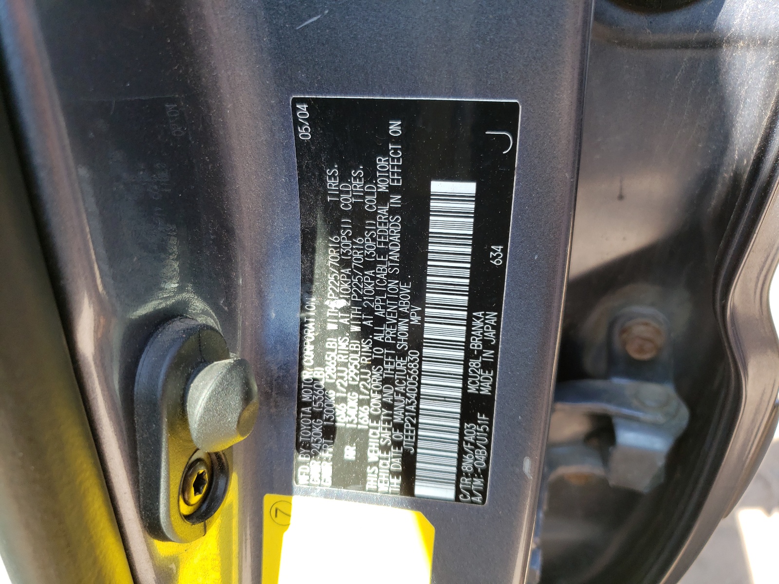 JTEEP21A340056830 2004 Toyota Highlander