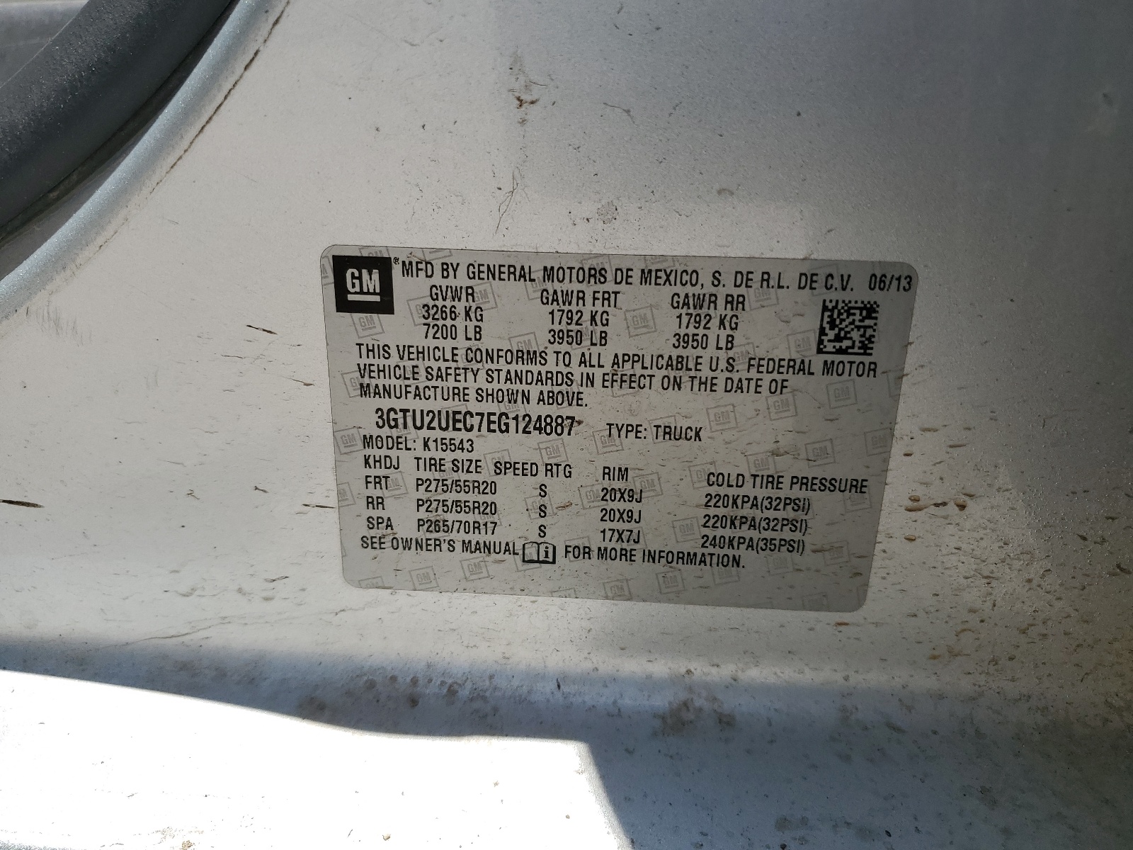 3GTU2UEC7EG124887 2014 GMC Sierra K1500 Sle