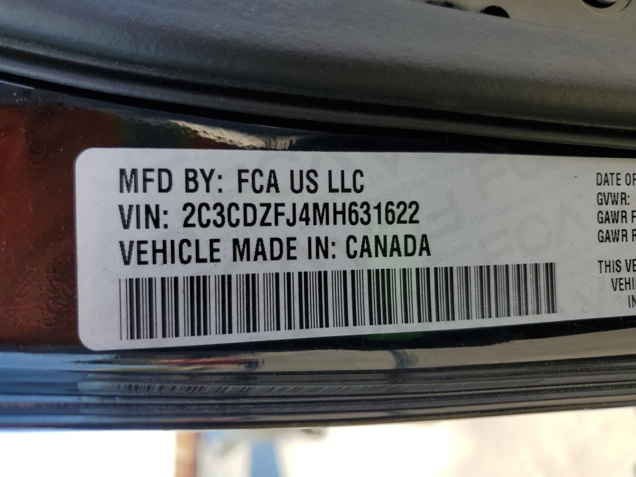 2021 Dodge Challenger R/T Scat Pack VIN: 2C3CDZFJ4MH631622 Lot: 64905434