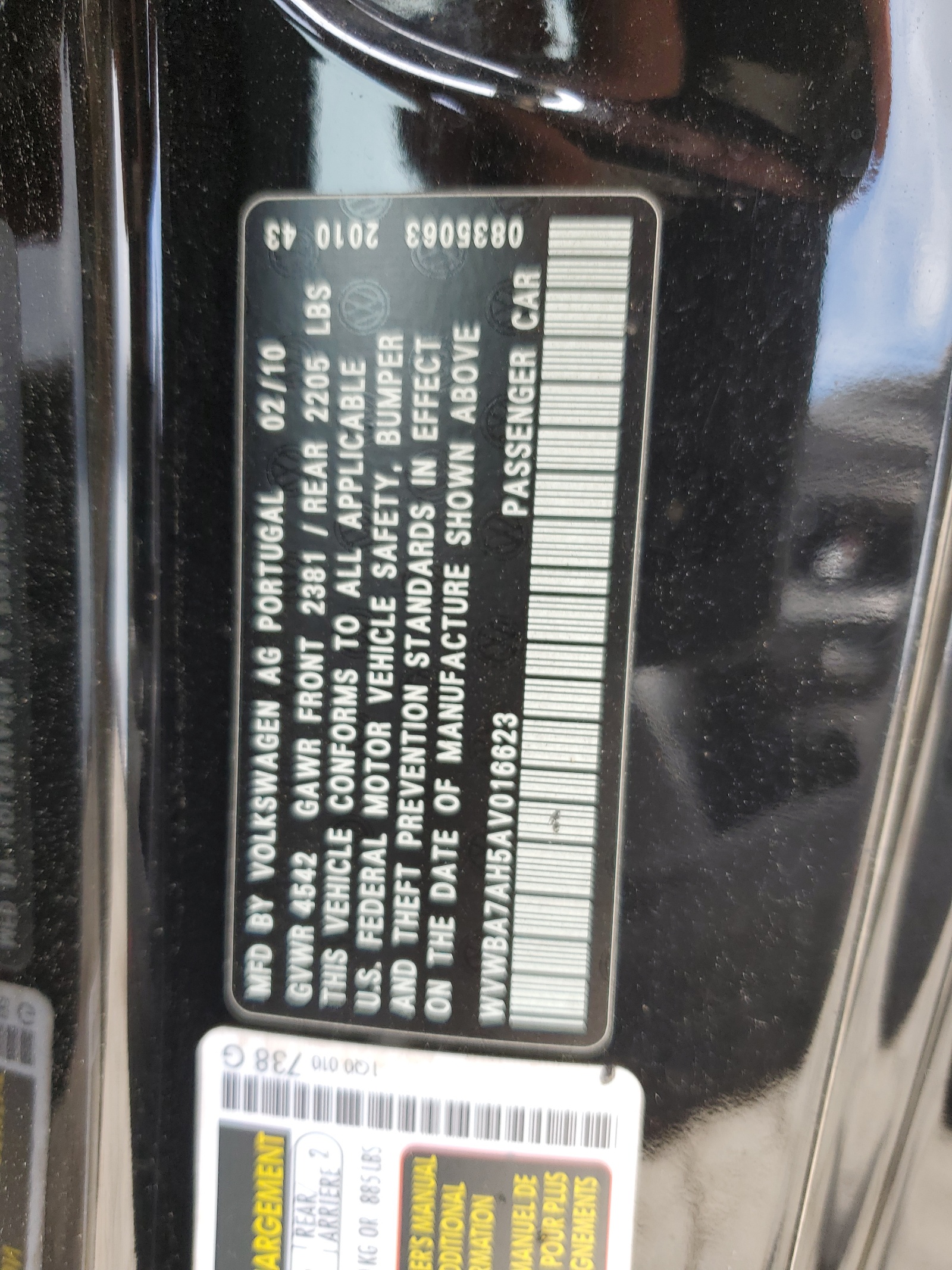 WVWBA7AH5AV016623 2010 Volkswagen Eos Turbo