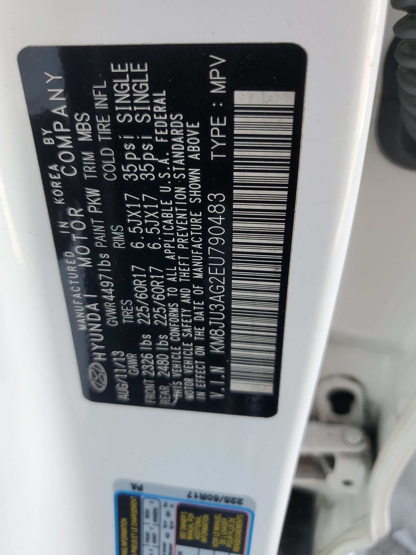 KM8JU3AG2EU790483 2014 Hyundai Tucson Gls