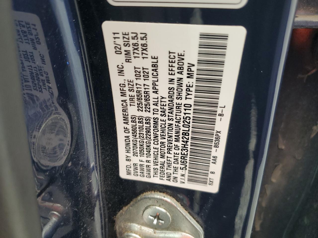 2011 Honda Cr-V Se VIN: 5J6RE3H42BL025110 Lot: 65117184