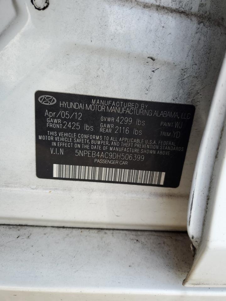 2013 Hyundai Sonata Gls VIN: 5NPEB4AC9DH506399 Lot: 63635804