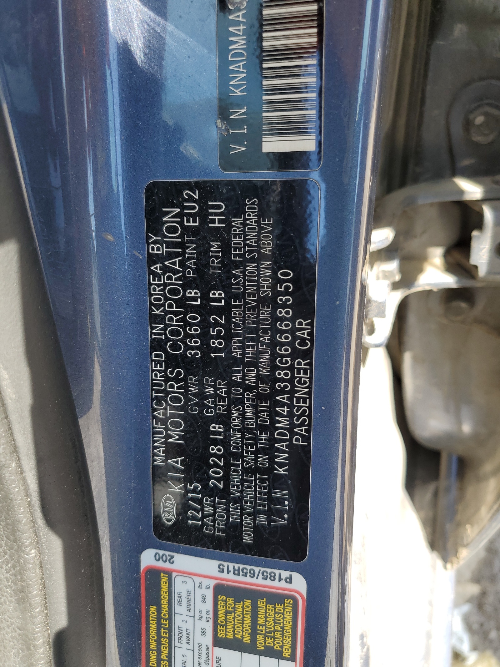 KNADM4A38G6668350 2016 Kia Rio Lx