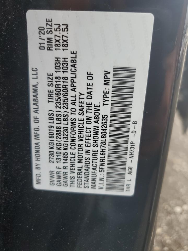 2020 Honda Odyssey Exl VIN: 5FNRL6H78LB042635 Lot: 61883134