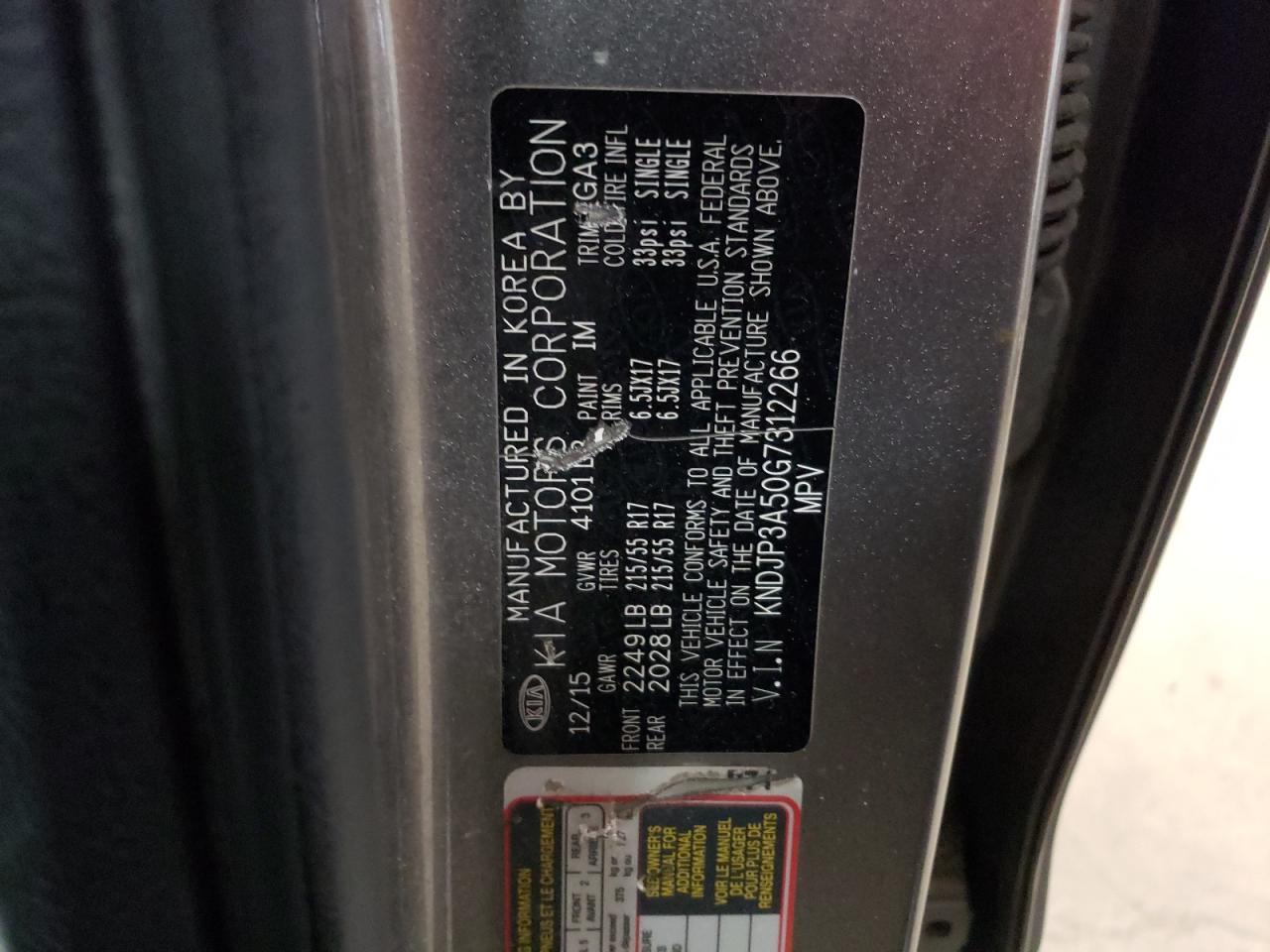 2016 Kia Soul + VIN: KNDJP3A50G7312266 Lot: 63238684