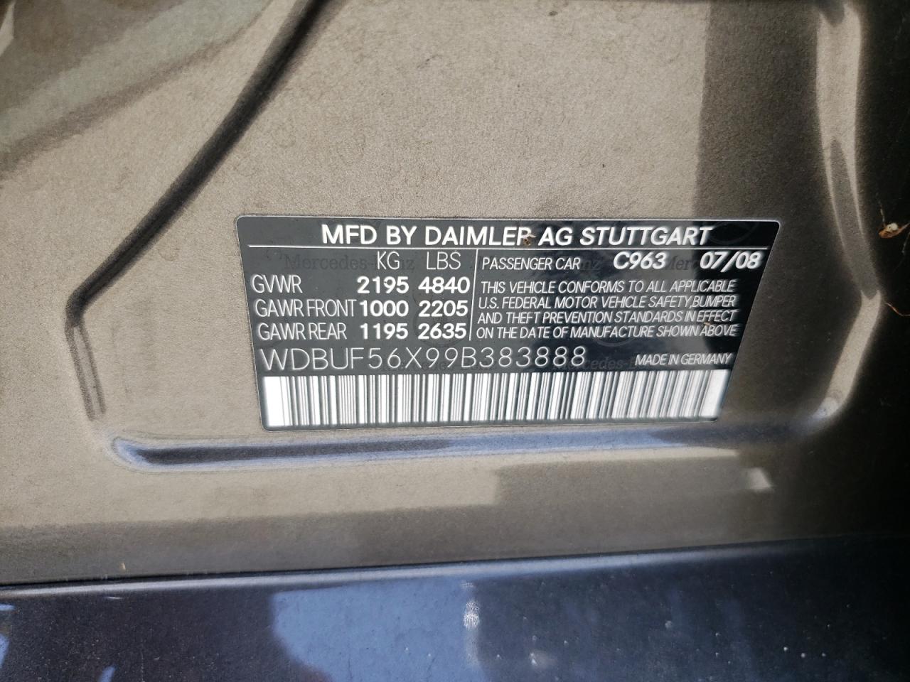 WDBUF56X99B383888 2009 Mercedes-Benz E 350