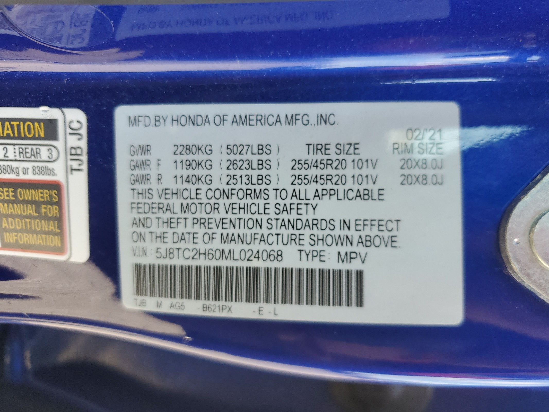 5J8TC2H60ML024068 2021 Acura Rdx A-Spec