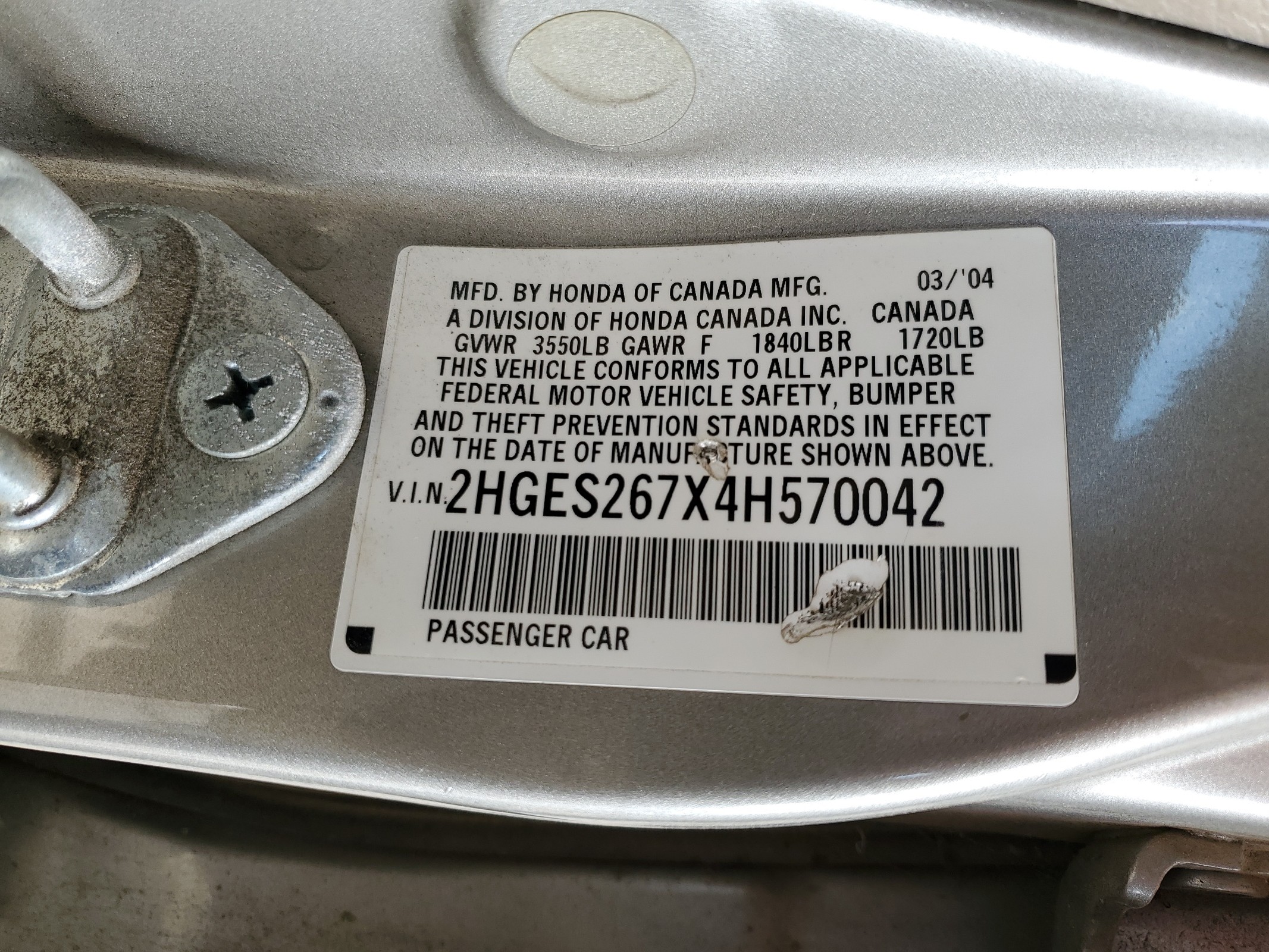 2HGES267X4H570042 2004 Honda Civic Ex