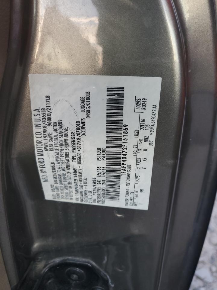 2002 Ford Mustang VIN: 1FAFP40472F161869 Lot: 62626024