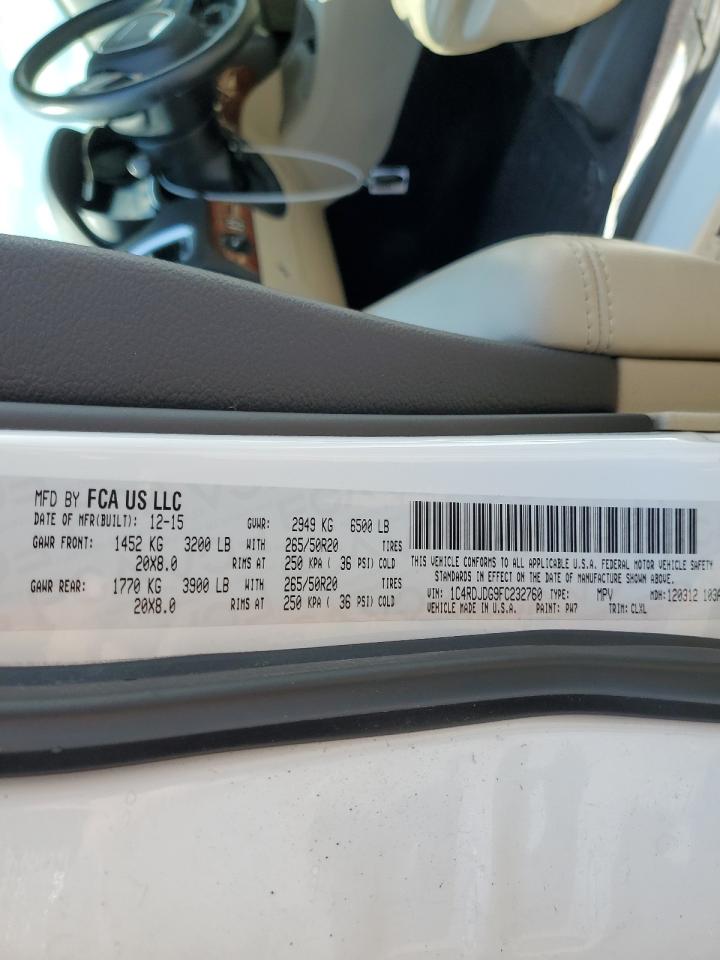 2015 Dodge Durango Limited VIN: 1C4RDJDG9FC232760 Lot: 63815984