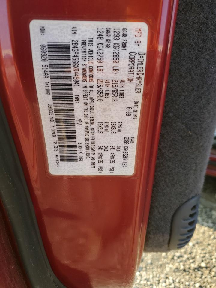 1999 Dodge Caravan Se VIN: 2B4GP45G6XR445041 Lot: 63663184