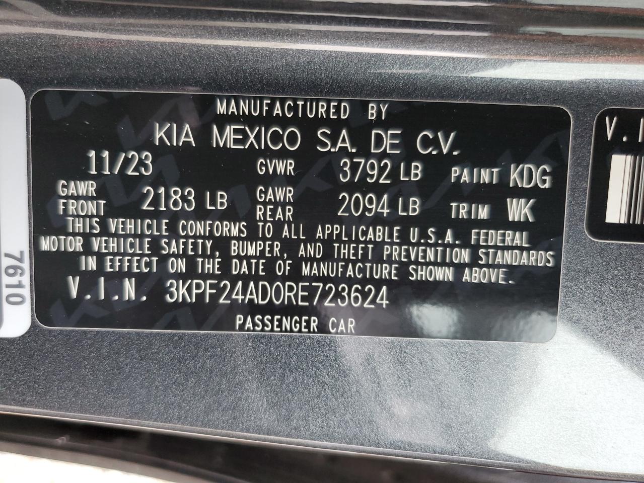 3KPF24AD0RE723624 2024 Kia Forte Lx