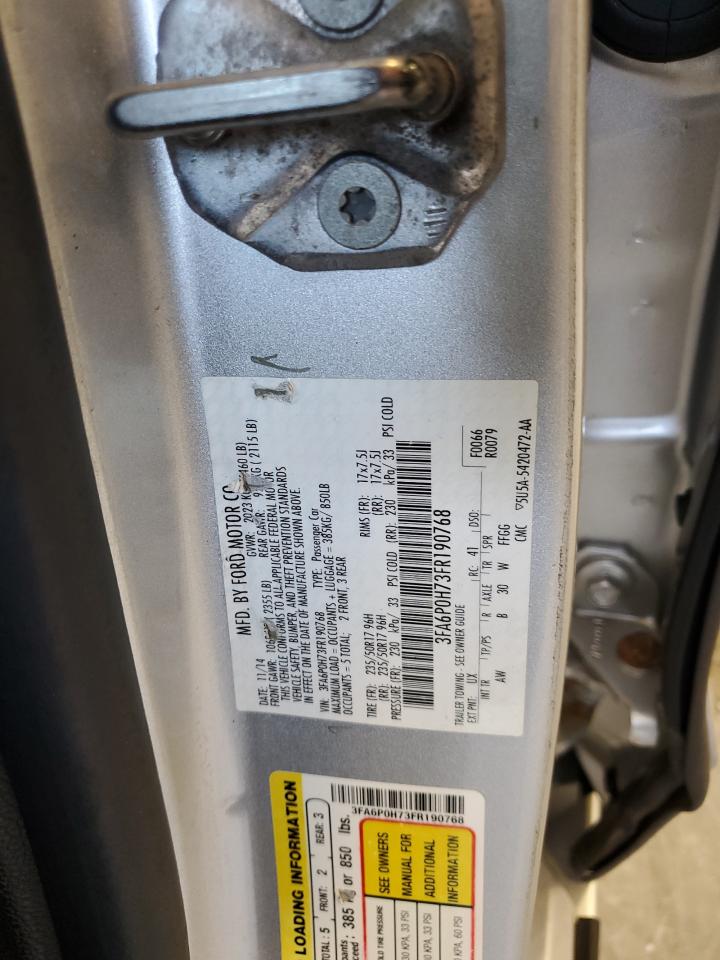 2015 Ford Fusion Se VIN: 3FA6P0H73FR190768 Lot: 62753824