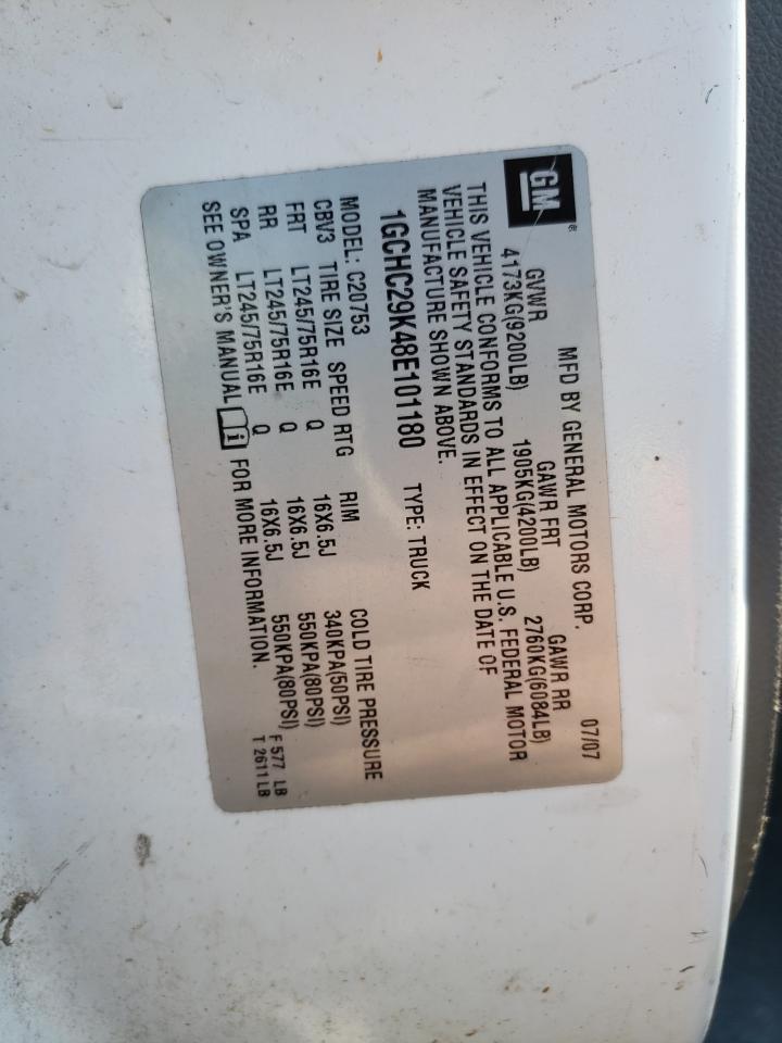 2008 Chevrolet Silverado C2500 Heavy Duty VIN: 1GCHC29K48E101180 Lot: 62617314