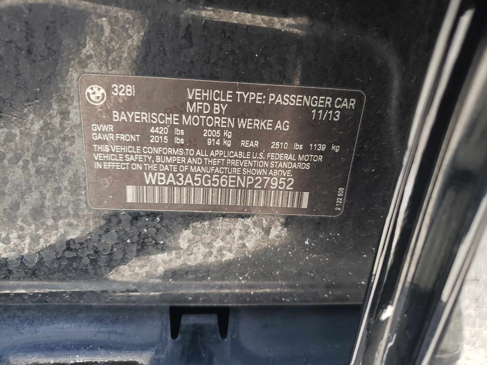 WBA3A5G56ENP27952 2014 BMW 328 I