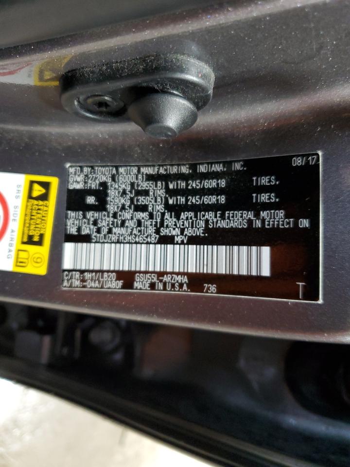 2017 Toyota Highlander Se VIN: 5TDJZRFH3HS465487 Lot: 61445654