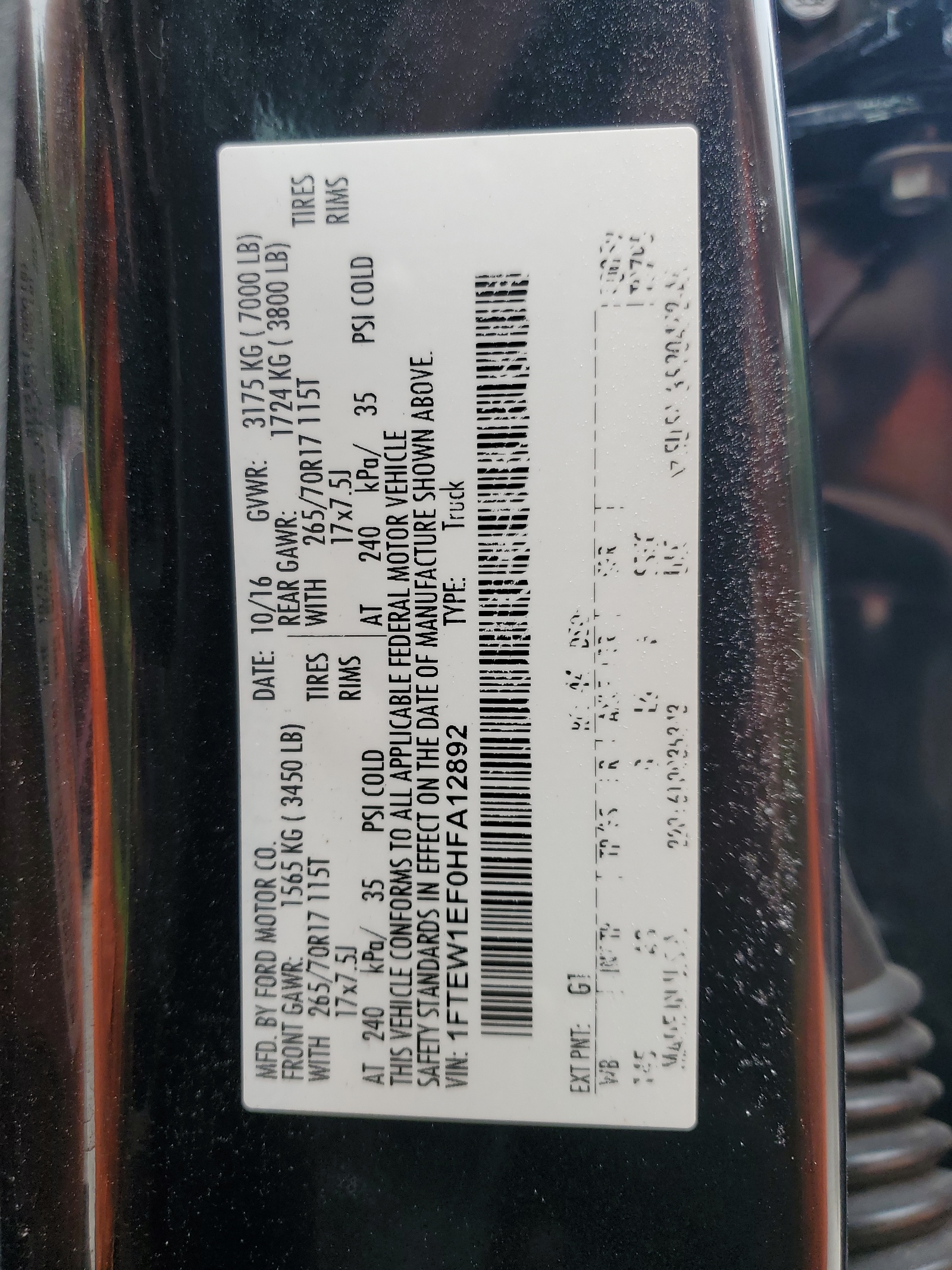 1FTEW1EF0HFA12892 2017 Ford F150 Supercrew