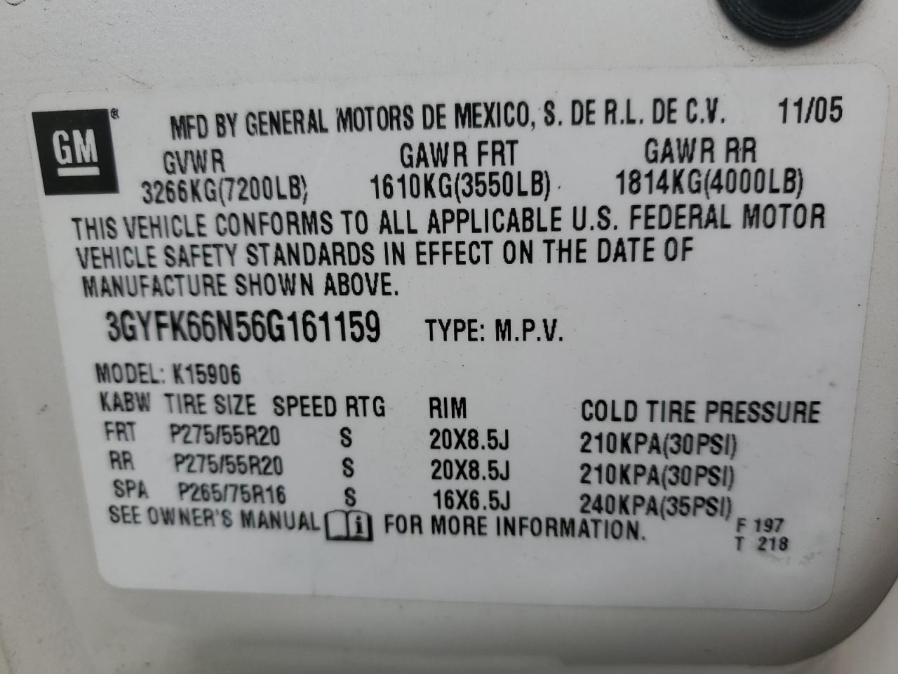 3GYFK66N56G161159 2006 Cadillac Escalade Esv