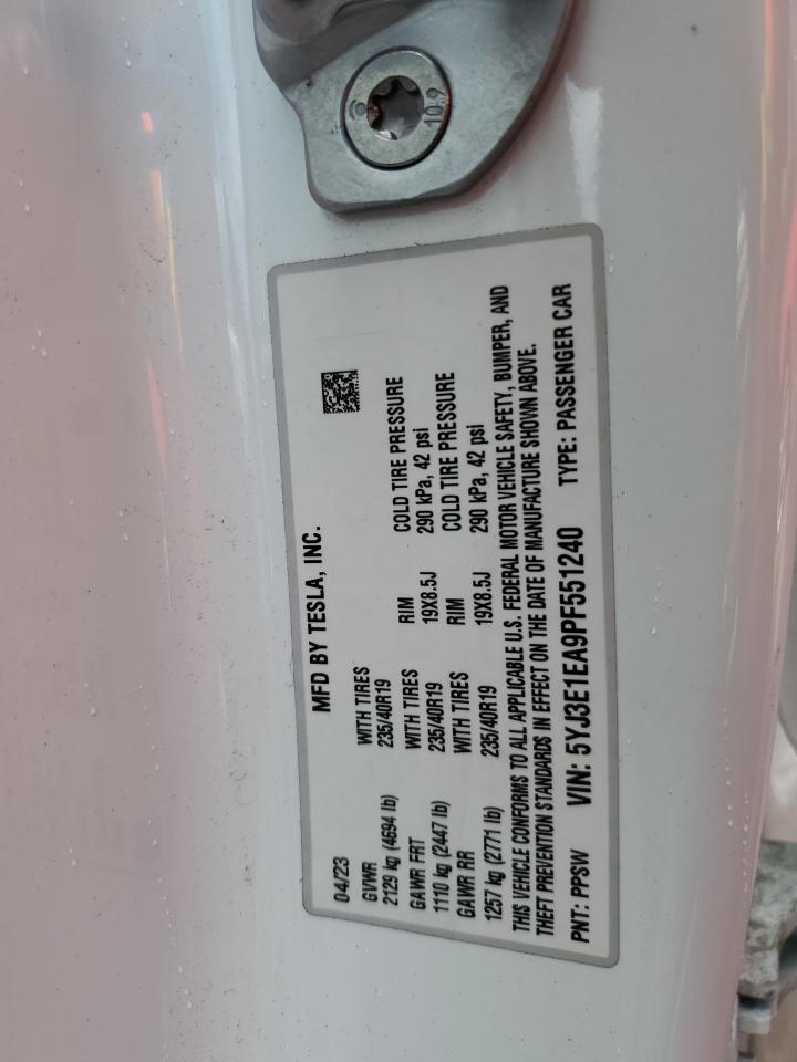 5YJ3E1EA9PF551240 2023 Tesla Model 3