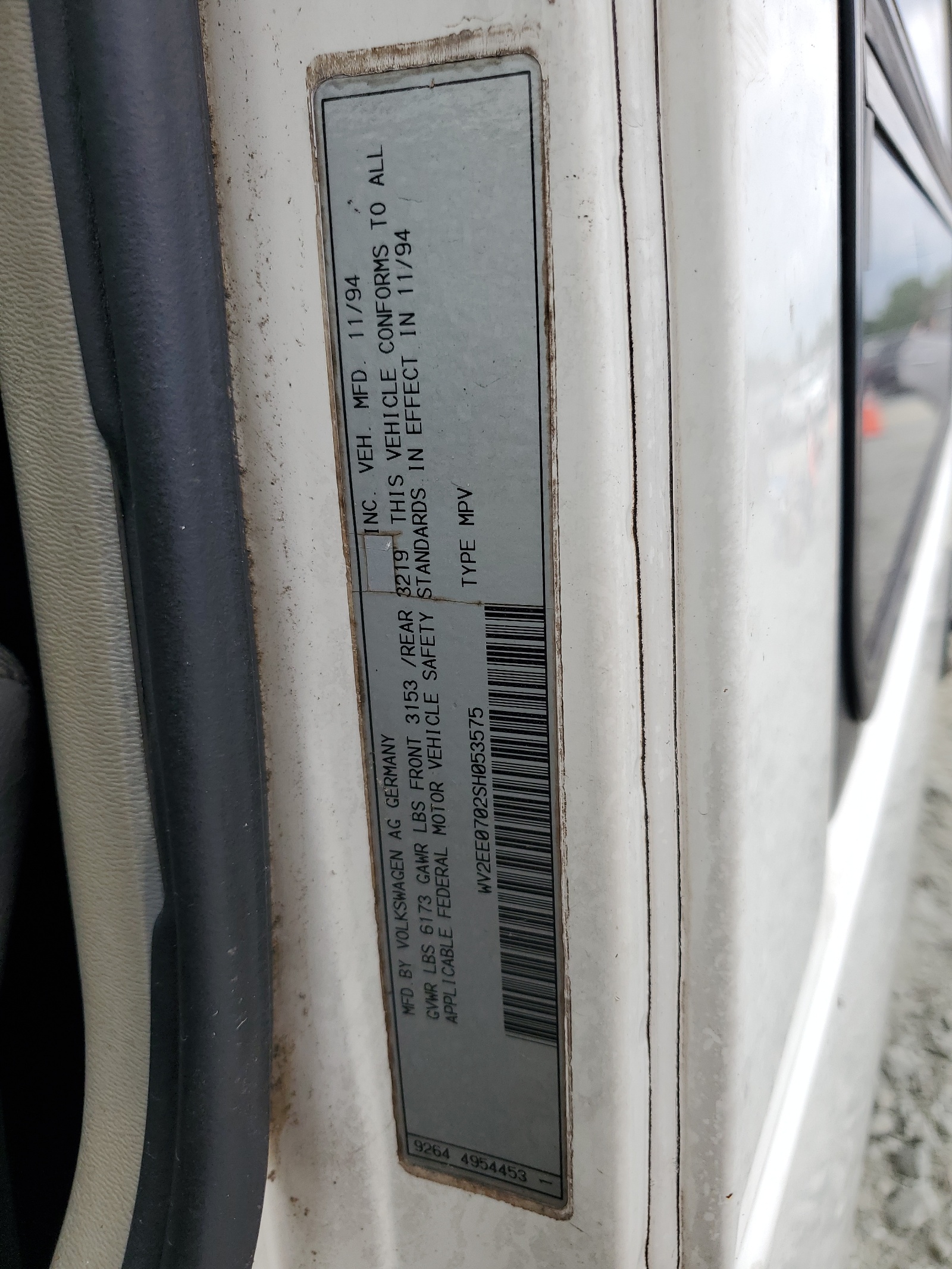 WV2EE0702SH053575 1995 Volkswagen Eurovan Camper