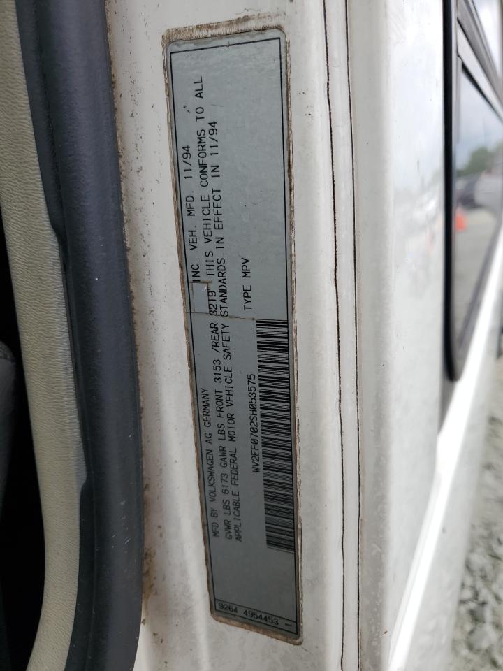 1995 Volkswagen Eurovan Camper VIN: WV2EE0702SH053575 Lot: 63664484