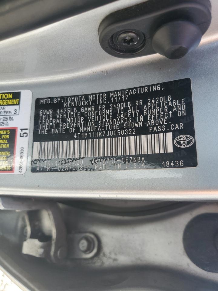 4T1B11HK7JU050322 2018 Toyota Camry L