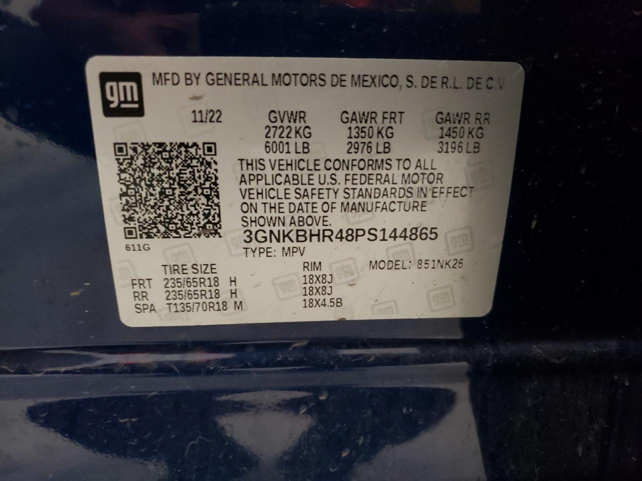 2023 Chevrolet Blazer 2Lt VIN: 3GNKBHR48PS144865 Lot: 64847024