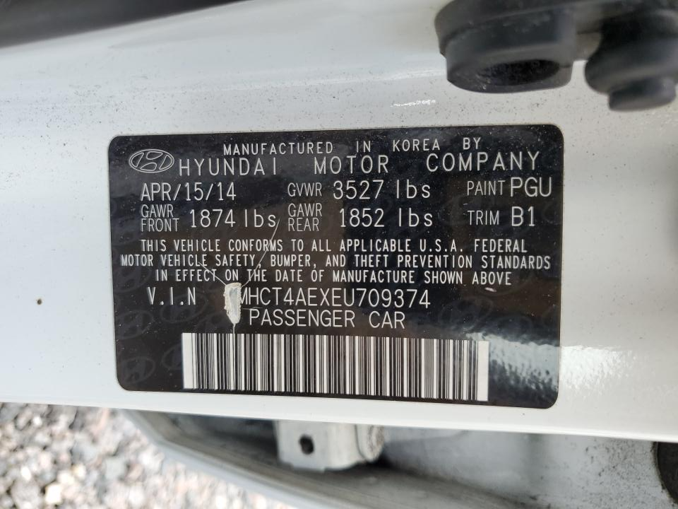 KMHCT4AEXEU709374 2014 Hyundai Accent Gls