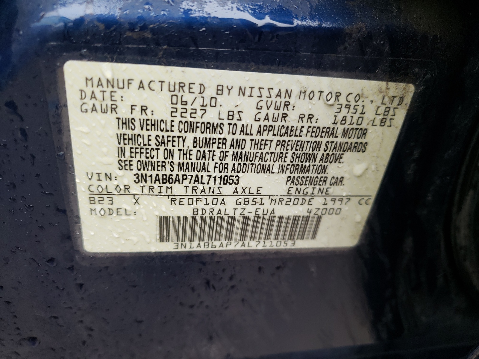 3N1AB6AP7AL711053 2010 Nissan Sentra 2.0