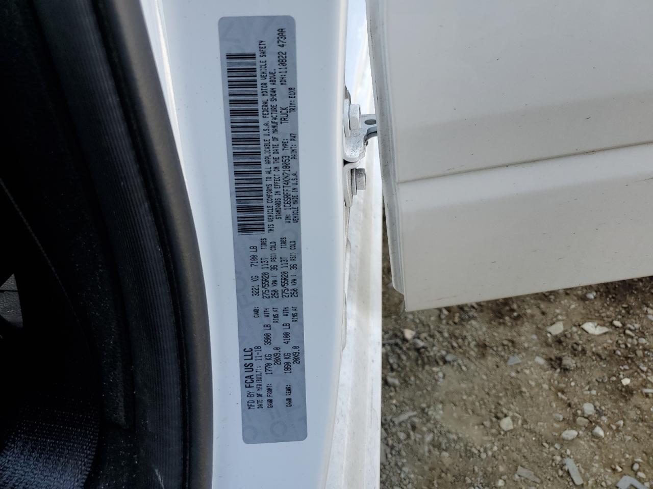 2019 Ram 1500 Big Horn/Lone Star VIN: 1C6SRFFT4KN718053 Lot: 63007144