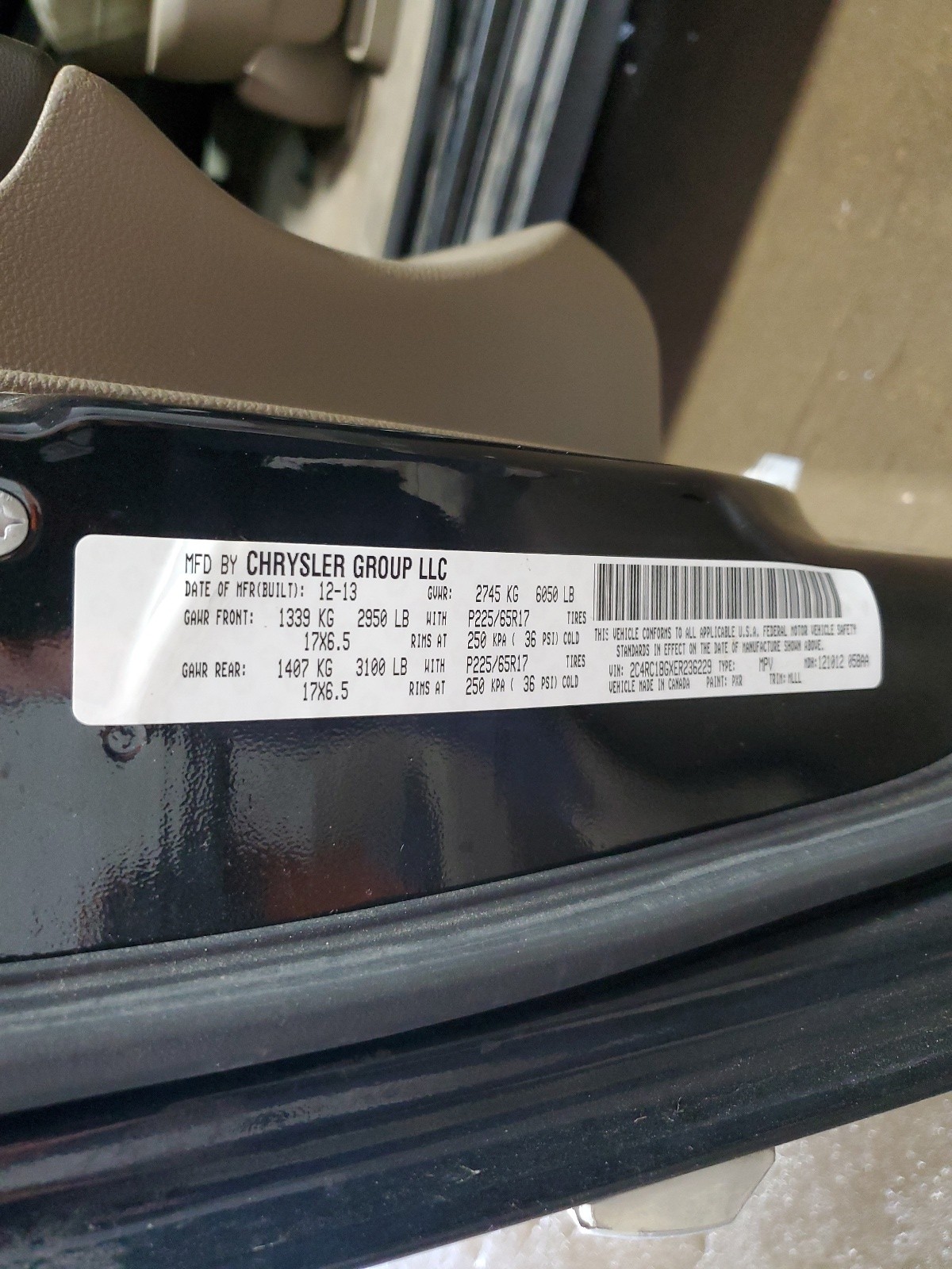 2C4RC1BGXER236229 2014 Chrysler Town & Country Touring