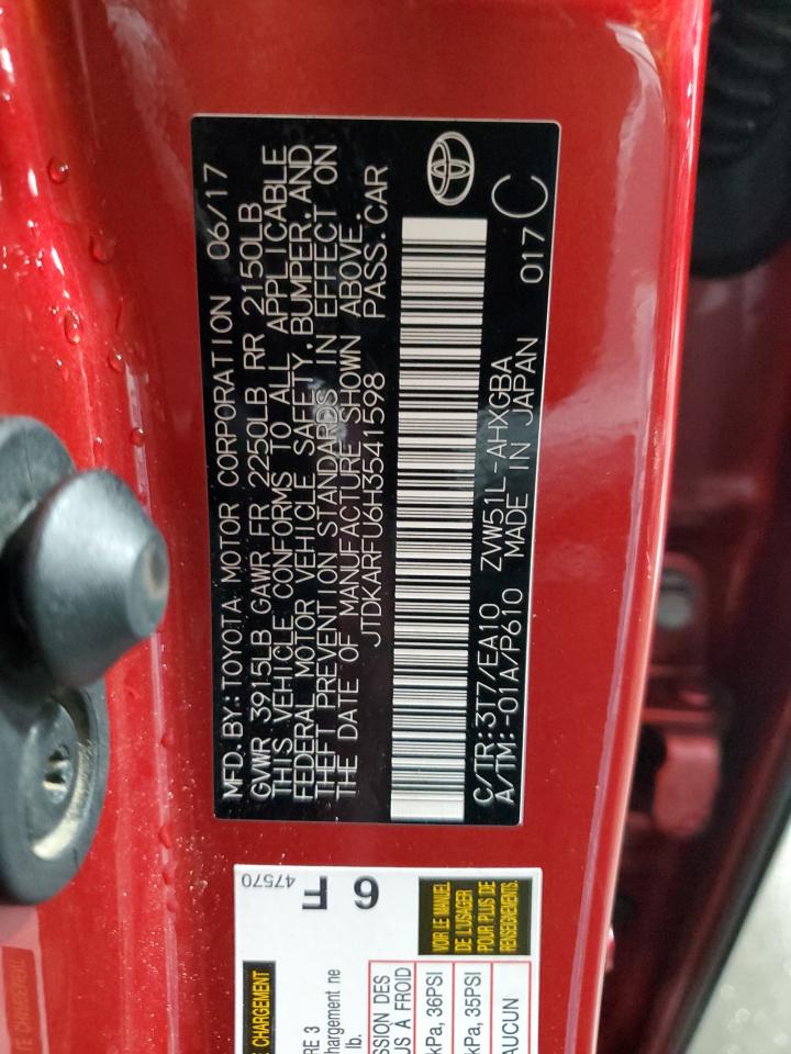 2017 Toyota Prius VIN: JTDKARFU6H3541598 Lot: 63133004