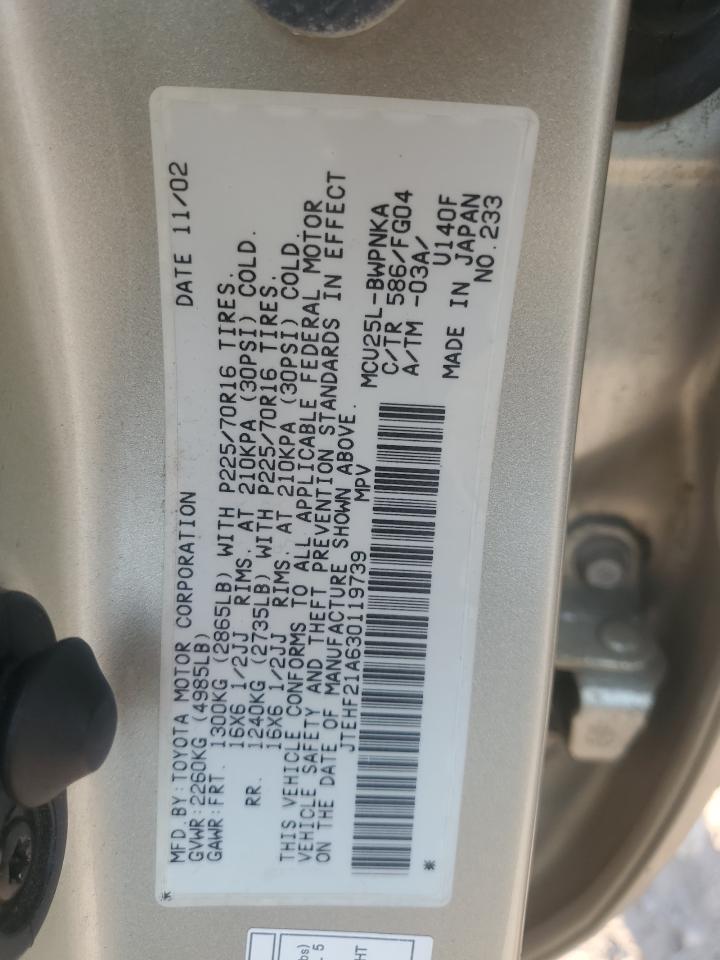 2003 Toyota Highlander Limited VIN: JTEHF21A630119739 Lot: 62456114