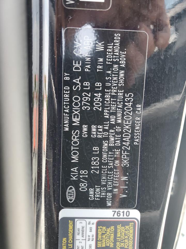 2019 Kia Forte Fe VIN: 3KPF24AD2KE020435 Lot: 63241324